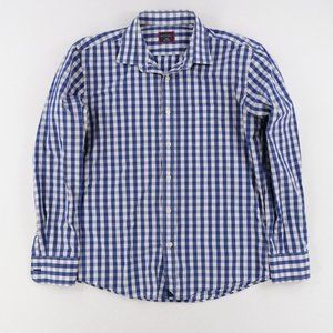 Untuckit Shirt Mens Large Blue Plaid Wrinkle Free Casual Shirt Long Sleeve